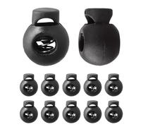 10pcs Bouchon de Cordon en Plastique, Stop Cordon Noir, Ajusteur de Cordon, Serrure à Ressort pour Cordon, Stop Cordon 1 Trou, Bloque Cordon de Serrage Ronde pour Cordon de Serrage, Sac à Dos, Lacets
