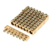 10pcs Brass Ground Bar | 7 - Hole Electrical Terminal Block for PE30 Distribution Box/Lighting Cabinet | Strong & Oxidation - Protected Neutral Bar (5.7x1.7x0.8cm, M5 Screw)