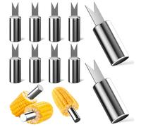 10PCS Brochettes de Maïs, supports à maïs en acier inoxydable pour épi de maïs sur l'épi de maïs pour barbecue, fourchettes pour camping, cuisine, fêtes, pique-niques, camping - Argenté