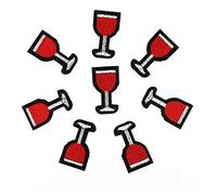 10pcs brodé vin Rouge Correctifs Coupe Boissons Fer à Goblet Vêtements Applique DIY Stickers Sacs Jeans Chaussures Motif Badge