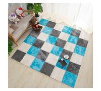 10pcs Carreaux De Sol en Mousse, Tapis De Jeu en Mousse pour Chambre à Coucher, Tapis De Jeu en Peluche Puzzle 12"x12" Dalles De Moquette Imbriquées, Tapis De Sol en Mou(Color:Blanc+Gris+Bleu)