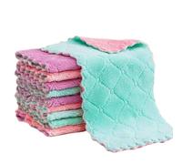 10pcs Chiffon en Microfibre, Chiffon de Nettoyage en Velours Corail, Plus Doux, non pelucheux, Haute Absorption, Cuisine Chiffon de Nettoyage Reutilisable Pour Maison Bureau (couleur aléatoire 25x25)