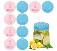 10pcs Chouchous pour Boissons, Réutilisables Housses pour Boissons pour la Protection Contre Alcool avec Trou pour Paille pour Bonnet de Nuit pour Filles Femmes Bar (Rose, Bleu Clair)
