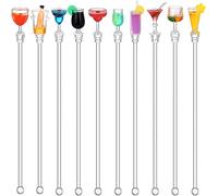 10pcs Cocktail Mixing Sticks Glass Stirring Rod Cocktail Swizzle Stirrer Stick Drink Coffee Beverage Stirrers Coffee Stir Sticks for Home Kitchen Bar Party (Random Color) Traitement Pratique
