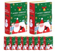 10PCS Coffrets Cadeaux de Noël Boîtes à Biscuits de Noël en Forme Livre Mignon 7x5x2 Pouces Sacs à Bonbons pour Faveurs Fête Boîtes Friandises en Papier pour Cadeaux Biscuits, Sty