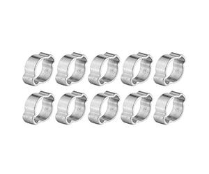 10pcs Collier de Serrage Clip à Ressort Tuyau Serre-joints à Tuyaux en Acier Inoxydable Deux-oreille(15-18MM)