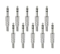10pcs Connecteur Audio Mâle Stéréo TRS Prise Jack Stéréo 6,35mm Accessoires de Prise Audio à Souder pour Guitare Mélangeur Amplificateur Clavier, Argent