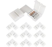 10PCS Connecteur Bande LED 4 Broches 10mm, Connecteur LED sans Soudure en forme de L pour Bande LED RGB SMD 3528 5050 Connecteur Rapides