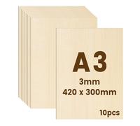 10pcs Contreplaqué 3mm - Bois pour Pyrogravure & Gravure Laser - Planche Bois Modélisme - Planche à Découper - Contreplaqué de Précision DIY (A3-420x300x3mm)