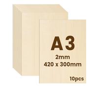 10pcs Contreplaqué 3mm - Bois pour Pyrogravure & Gravure Laser -Planche Bois Modélisme - Planche à Découper - Contreplaqué de Précision DIY (A3-420x300x2mm)
