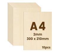 10pcs Contreplaqué 3mm - Bois pour Pyrogravure & Gravure Laser - Planche Bois Modélisme - Planche à Découper - Contreplaqué de Précision DIY (A4-300x210x2mm)