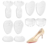 10pcs Coussinet pour Talon Haut, Gel Coussin Plante Pied Coussinets Métatarsiens Transparents Coussinets la Plante du Pied pour Chaussures Trop Grandes Femmes Antidérapants Adhésif Puissant