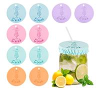10pcs Couvercle de Canette de Boisson, Réutilisable Housse de Boisson pour la Protection Contre l'Alcool avec Trou de Paille Bonnet de Nuit Chouchous pour Filles Femmes Bar Fête (Multicolore)