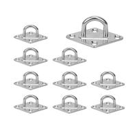 10PCS Crochet Suspension Plafond, Plaque Oeillet Acier Inoxydable M5, Plaque Oblongue Rectangulaire Robuste Crochet Mural U, 4 Trous Fixation Murale Crochet Porteur Anchor Pad Eye Plate Suspensions