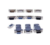 10PCS DB9 Adapter Connector Core RS232 Serial COM Plug Connectors Hole/pin DB15 Female Male Port Socket D Sub DP9 Case NWPNLXEA(DB9 Male Silverly)