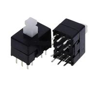 10Pcs DC30V/0.1A Multifunctional Switch Double Row 12 pins self-locking 8.5x8.5x13mm Square Head Black Dual Control Button NWPNLXEA(No lock)