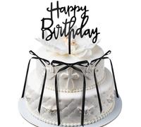 10pcs Décorations de Gâteau avec Nœud avec Décoration de Gâteau Joyeux Anniversaire Nœuds Noirs pour Gâteau Décorations d'Anniversaire en Coquette pour Mariage Anniversaire Fête Prénatale
