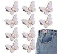 10PCS Detachable Butterfly Clips for Jeans Waist Tightening, No Sew Waist Tightener, No-Sew Metal Clips for Pants, Skirts, and Clothing Alterations (B-Pink)
