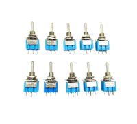 10Pcs DIY Toggle Switch ON-OFF-ON/ON-OFF 3Pin 3 Position Latching MTS-103 MTS-102 AC 125V/6A 250V/3A Power Button Switch Car NWPNLXEA(ON OFF ON)