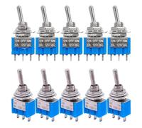 10Pcs DIY Toggle Switch ON-OFF-ON/ON-ON 3Pin 3 Position Latching MTS-103 MTS-102 AC 125V/6A 250V/3A Power Button Switch Car NWPNLXEA(ON ON)