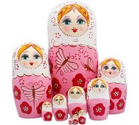 10pcs Dolls de nidification russe Ensemble de poupées Matryoshka en bois avec une imprimerie charmante Désassement sans effort et assemblées poupées nicheuses pour la décoration de la collection, jou