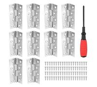 10pcs Door Hinge 89mm Stainless Steel Butt Hinge With 80pcs Stainless Steel Screws And Screwdriver For Inner And Outer Door