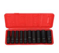 10Pcs Double Hex Impact Socket, Heavy Duty Chrome Molybdenum Steel, 1/2in Drive Fittings for Professional Mechanics and DIY Enthusiasts