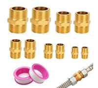 10PCS Double Mâle Joint de Tuyau 3/4 1/2 3/8 1/4 1/8 In, FORMVERSITY Mamelon Laiton Égal Mâle, 3/4 Raccord Fileté Laiton, Double Mamelon Hexagonal pour Le Raccordement des Tuyaux