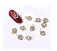 10pcs Doux 3D Or Coeur Dangle Alliage Paillettes Nail Charm Strass Ongles Bijoux Pendentifs Diamant Nail Art Dangle Nail Piercing Charms Alphabet Alliage 3D Nail Art Charme Acrylique Conseils