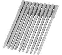 10pcs Embouts De Tournevis,Accessoires Pour Tournevis Sets D'embouts Pour Tournevis Mis 1/4 ""Tige Hexagonale En Acier Magnétique Très Longue Puissance Outil À Main Fendue Croix Tête Hexagonale