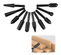 10Pcs Ensemble de Râpes Rotatives pour Fraises, 6.35mm Fraises Rotatives de Poignée Hexagonale, Ensemble Forets à Lime, Fraise Métal pour Perceuse, Travail du Bois, Métal Polissage, Gravure, Noir