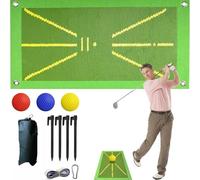 10pcs Ensemble de Tapis d'entraînement de Golf avec Sac à Cordon Noir, Tapis de Frappe pour l'intérieur et l'extérieur. Aide à l'entraînement pour la détection du Swing et la Frappe