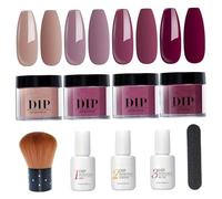 10pcs / ensemble Kit d'ongle en poudre à trempette 4 Couleurs Nail Powder Liquide Ensemble avec base et Activateur de couche de fin