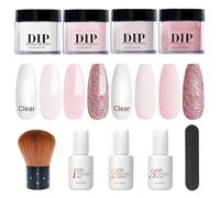 10pcs / ensemble Kit d'ongle en poudre à trempette 4 Couleurs Nail Powder Liquide Ensemble avec base et Activateur de couche de finition pour ongles français Art Manucure Salon Diy à la maison, 2