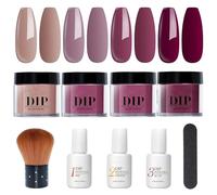 10pcs / ensemble Kit d'ongle en poudre à trempette 4 Couleurs Nail Powder Liquide Ensemble avec base et Activateur de couche de fin