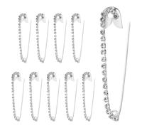 10pcs Épingles de Sûreté en Strass, Épingles à Broche en Argent pour Femmes Épingles de Sûreté à Coudre à la Mode Épingles à Bâtir Pratiques pour Le Matelassage pour Jupes, Écharpes, Pulls