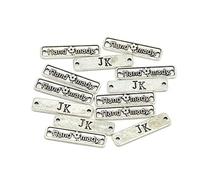 10pcs étiquettes en métal faites à la main rectangle étiquette vintage argent bronze étiquette de couture pour vêtements vestes chapeaux alliage accessoires de vêtement-argent