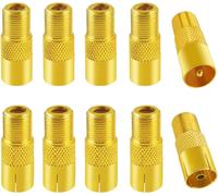 10pcs F Female to Male Female Coaxial RF Adapter,TV 9.5 5 Male & 5 Female to F Type Screw Connector Converter,TV Antenna Adapter Female to F Female,Gold Plated