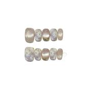 10PCS Faux Ongles Fleur Pailletés Œil de Chat, Carrés Courts | Faux ongles faits main à couverture complète avec pastilles, mini lime, bâtonnet et papier(5 Size M)