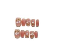 10PCS Faux Ongles Fleur Pailletés Œil de Chat, Carrés Courts | Faux ongles faits main à couverture complète avec pastilles, mini lime, bâtonnet et papier(4 Size XS)
