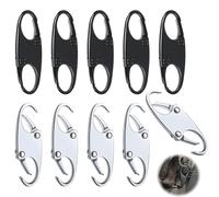 10PCS fermetures éclair pour fermeture éclair, Noir et Argenté, Tirette Fermeture Éclair Remplacement Robuste, Zippered Clips Sécurité en Alliage de Zinc pour Sac à Dos, Valise, Sacoche, Vêtement
