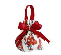 10pcs Floral Canvas Drawstring Bag Small Bowknot Pouch with Chain for Elegant Presentation and Storage Pour Bonbons