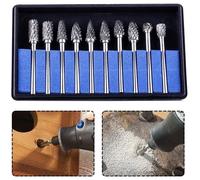 10Pcs Fraises Rotatives en Carbure de Tungstène Bures, Fraise Metal tête de meulage pour outils rotatifs Dremel, meuleuse et