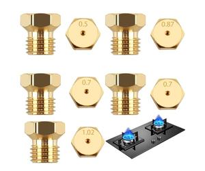 10pcs Gicleurs Gaz Butane Universel, Gicleur Butane pour Gazinière, Cuisinière et Plaque de Cuisson, Injecteur de Gaz Gicleur Bouteille Kit de Conversion, Bouteille Gicleur Brûleur 0,5/0,7/0,87/1,02