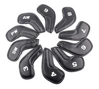 10pcs Golf Club Iron Head PU Covers Set, Noir 20x6cm, Accessoires de Golf Putter Protector Case Kit pour Les Amateurs de Golf