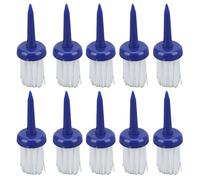 10pcs Golf Tees Brush Type Low Resistance More Distance Consistent Height Plastic Tees for Golf Driver Training (Blue and White Hair)