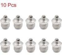 10pcs Graisseur Droit 1/4" Nickelé Filetage Raccord Graissage Pistolets Embout pour Voiture Moto