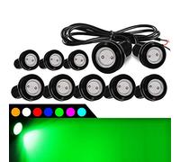 10pcs Haute Puissance 9W 18mm Eagle Eye LED DRL Antibrouillard Lumière de Moto Feux Diurnes DRL Feu Arrière Sauvegarde Voiture Moteur Feux de Gabarit (Vert)
