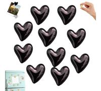 10PCS Heart Shape Refrigerator Magnets - 3D Love Fridge Magnets, Multi-Color Heart Strong Hold Decorative Magnetic Set for Photos Notes on Fridge Whiteboard Office Kitchen Decor (Black)