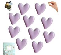 10PCS Heart Shape Refrigerator Magnets - 3D Love Fridge Magnets, Multi-Color Heart Strong Hold Decorative Magnetic Set for Photos Notes on Fridge Whiteboard Office Kitchen Decor (Purple)